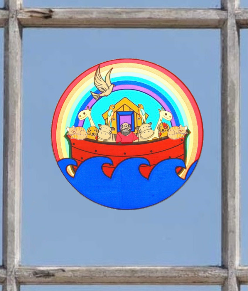 NOAH's ARK:  Stained Glass Window Decal