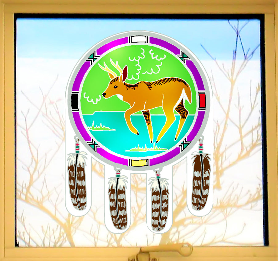 DEER: Stained Glass Window Decal- ORIGINAL BRIGHT COLORS