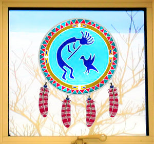 KOKOPELLI: Stained Glass Window Decal- ORIGINAL BRIGHT COLORS