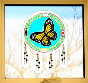 MONARCH BUTTERFLY: Stained Glass Window Decal- ORIGINAL BRIGHT COLORS